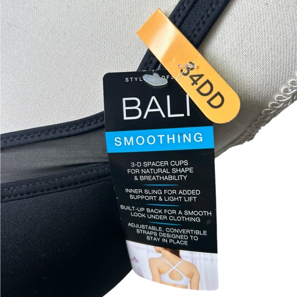 BALI womens black 34DD smoothing t shirt bra DF3439 NWT - Picture 2 of 3